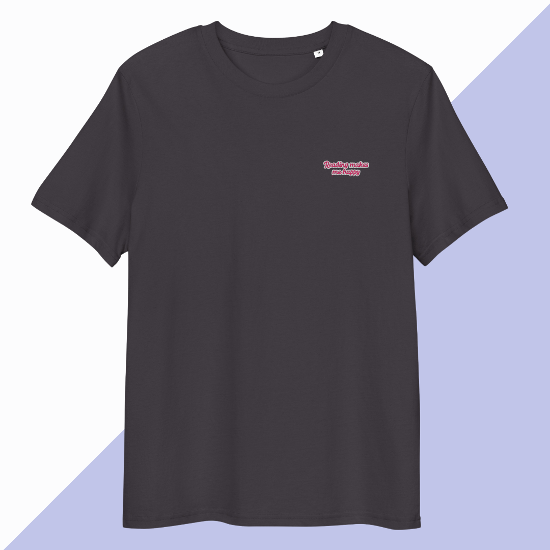 READING MAKES ME HAPPY - Embroidered Unisex T-Shirt