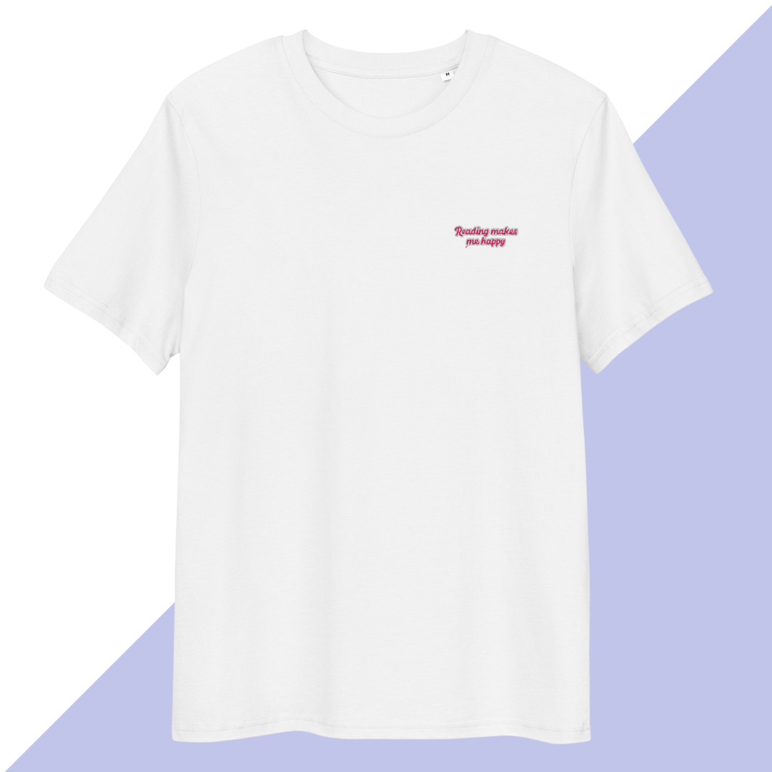 READING MAKES ME HAPPY - Embroidered Unisex T-Shirt