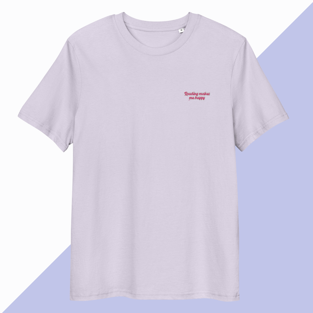 READING MAKES ME HAPPY - Embroidered Unisex T-Shirt