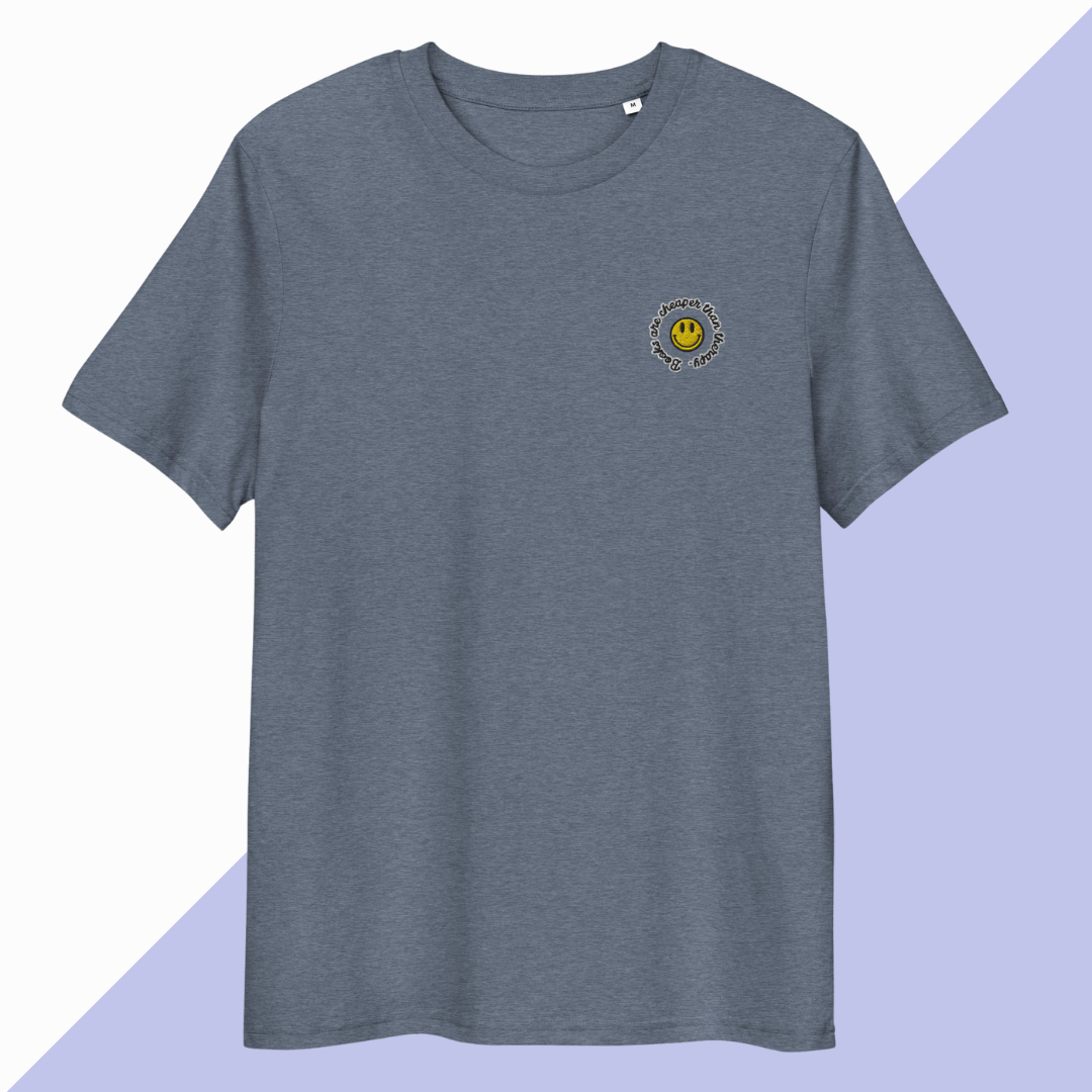 BOOKS ARE CHEAPER THAN THERAPY - Embroidered Unisex T-Shirt