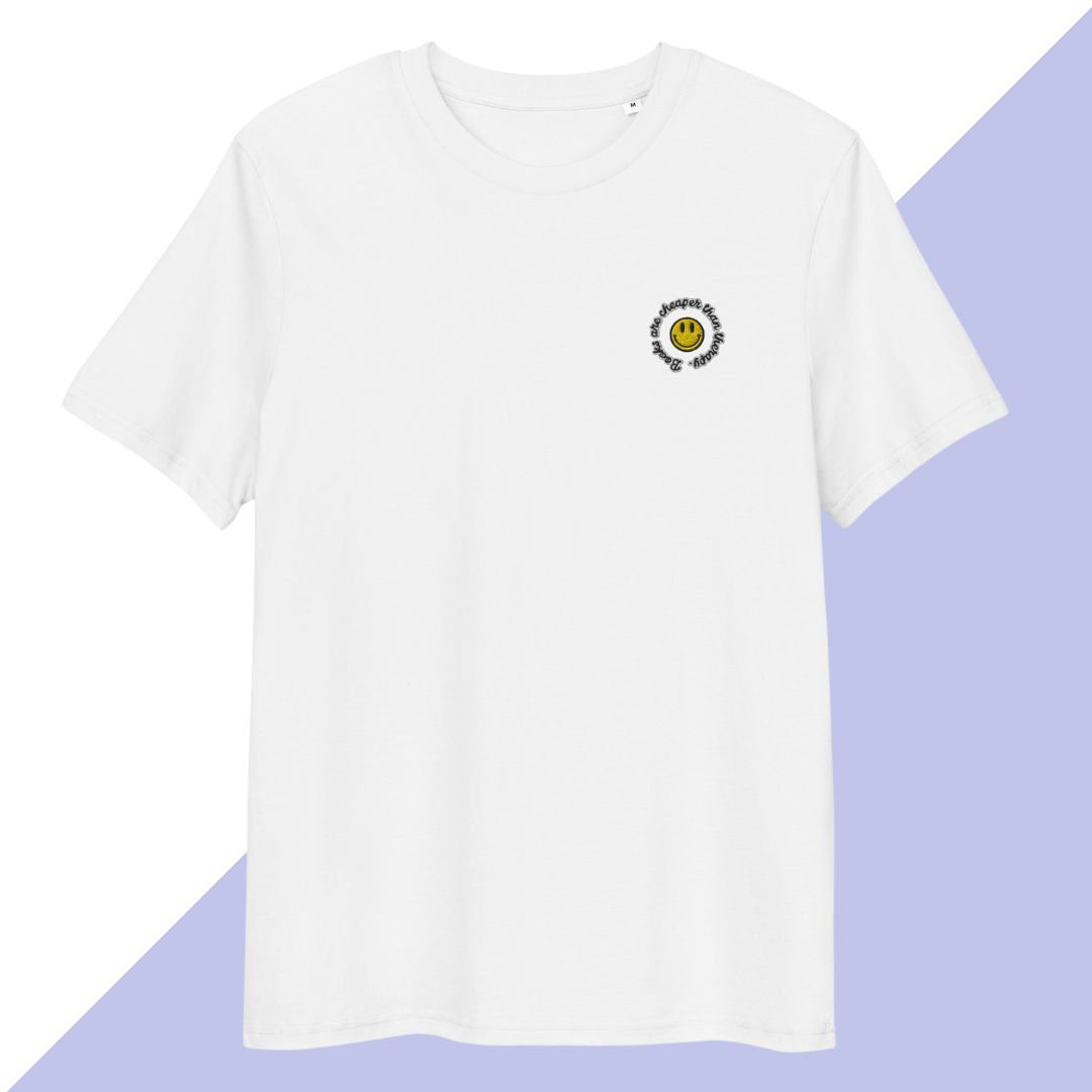 BOOKS ARE CHEAPER THAN THERAPY - Embroidered Unisex T-Shirt
