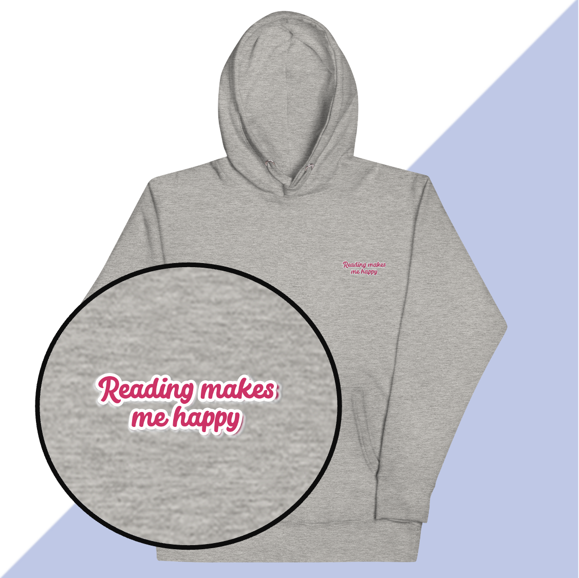 READING MAKES ME HAPPY - Embroidered Unisex Hoodie